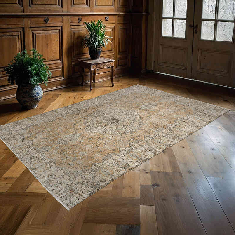 Alfombra Vintage Turca Anudada a Mano - 161 cm x 252 cm - K0063600