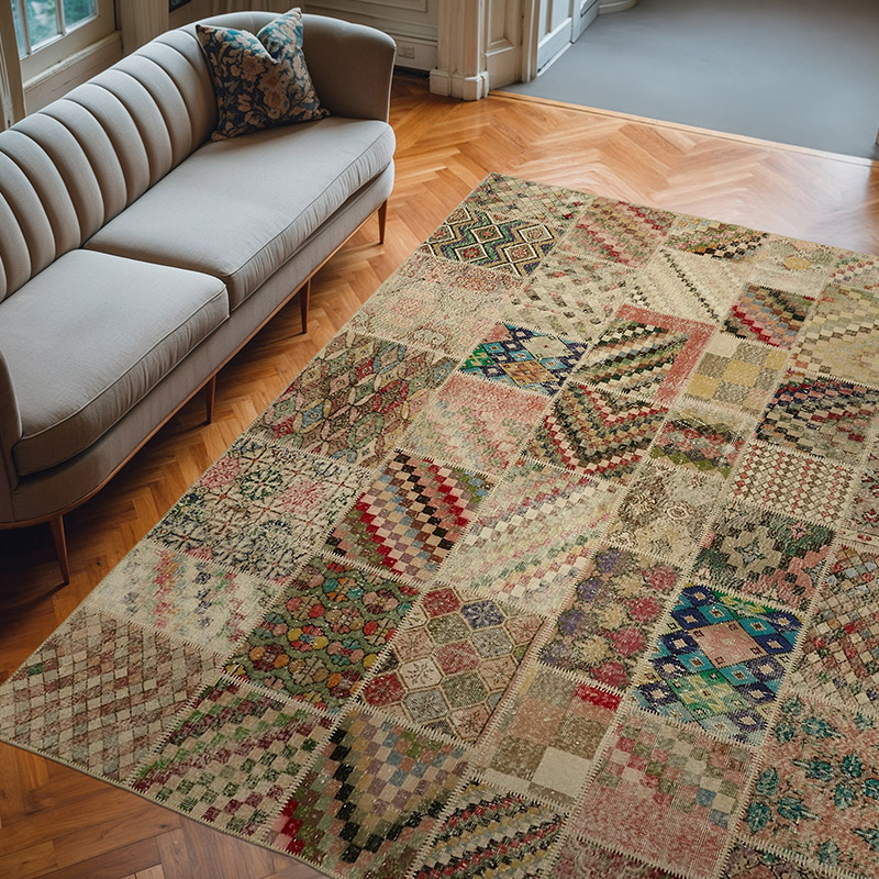 Patchwork El Dokuma Halı - 250 cm x 300 cm - K0063775