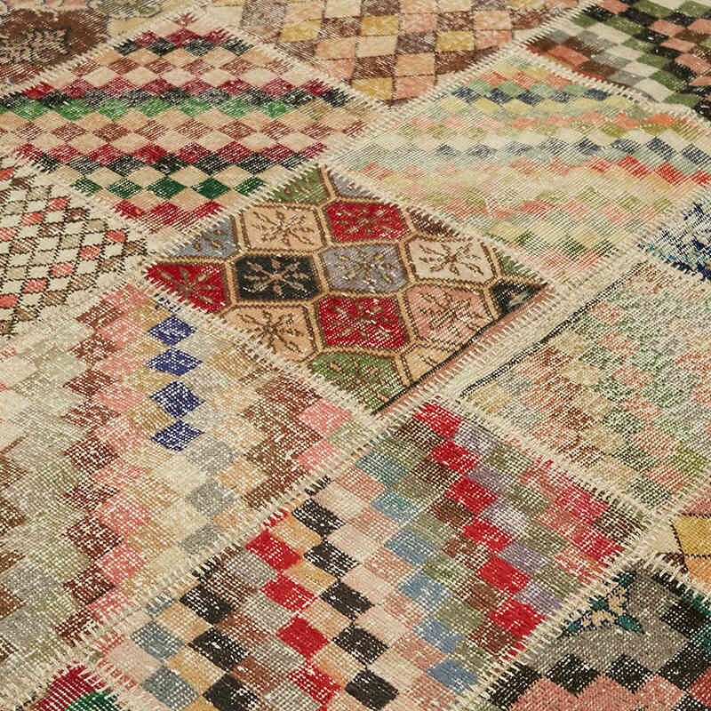 Patchwork Hand-Knotted Turkish Rug - 8' 3" x 9' 10" (99" x 118") - K0063776