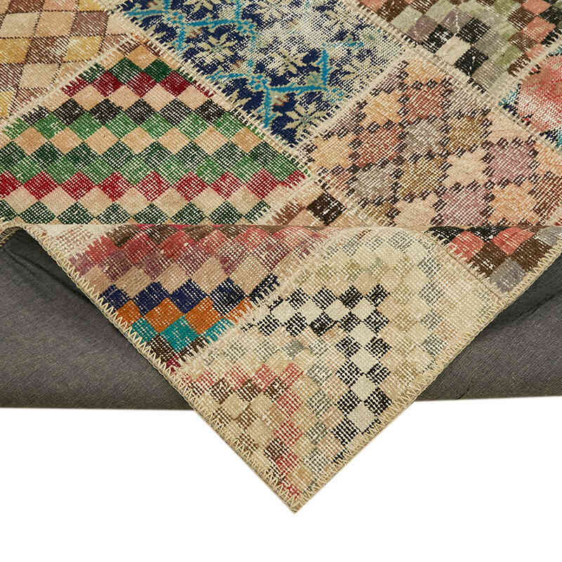 Patchwork Hand-Knotted Turkish Rug - 8' 3" x 9' 10" (99" x 118") - K0063776