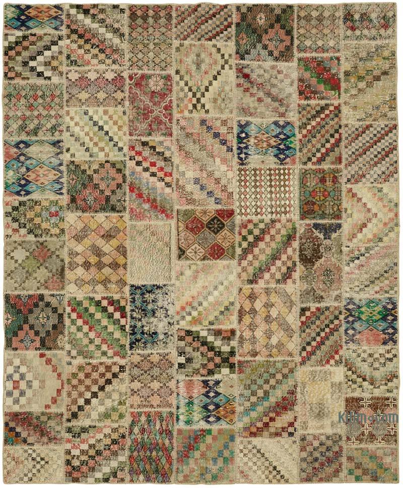 Patchwork Hand-Knotted Turkish Rug - 8' 3" x 9' 10" (99" x 118") - K0063776