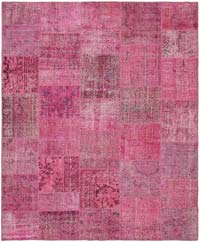 Patchwork Hand-Knotted Turkish Rug - 8' 2" x 9' 10" (98" x 118")