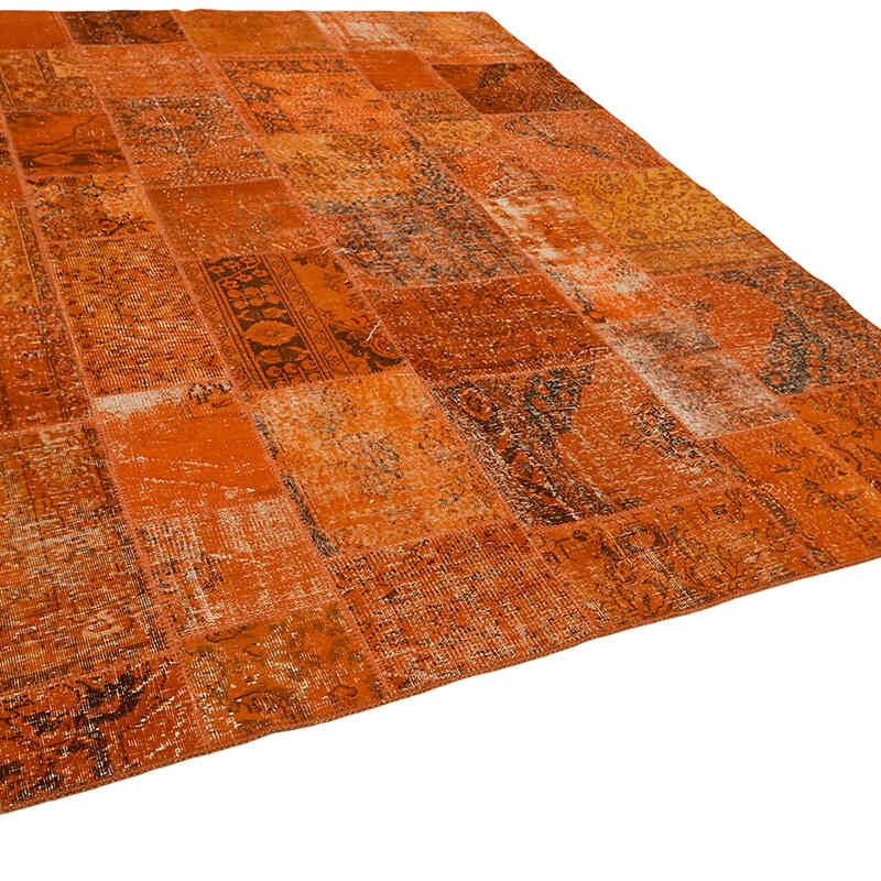 Patchwork Hand-Knotted Turkish Rug - 8' 2" x 9' 10" (98" x 118") - K0063783