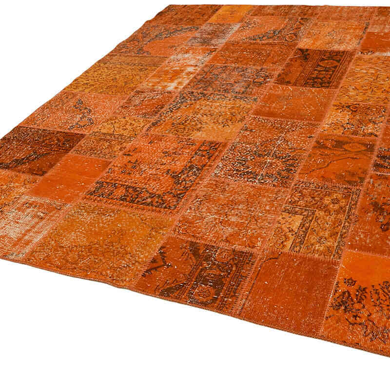 Patchwork Hand-Knotted Turkish Rug - 8' 2" x 9' 10" (98" x 118") - K0063783