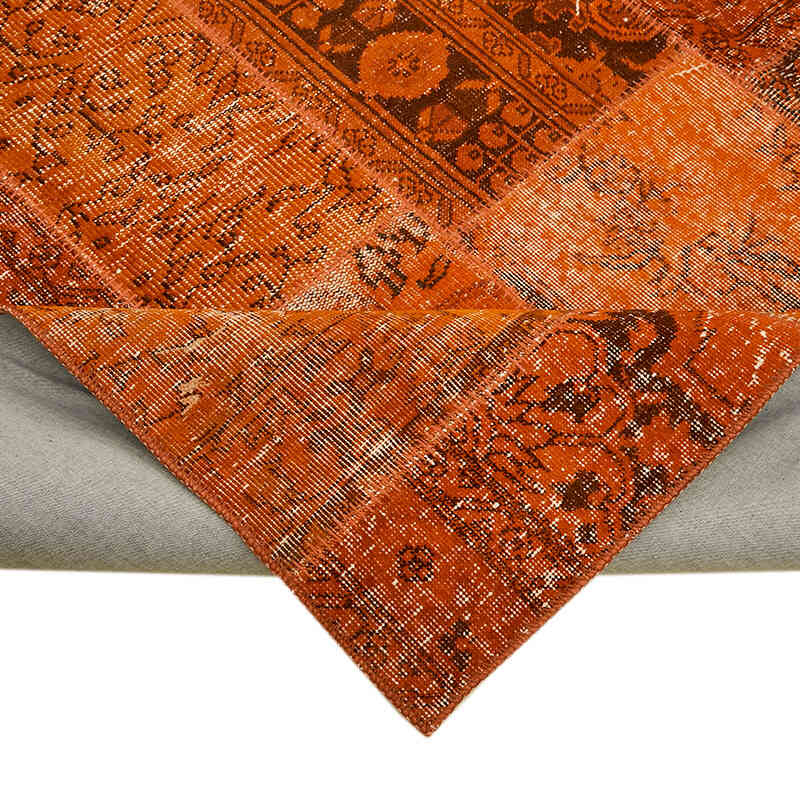 Patchwork Hand-Knotted Turkish Rug - 8' 2" x 9' 10" (98" x 118") - K0063783