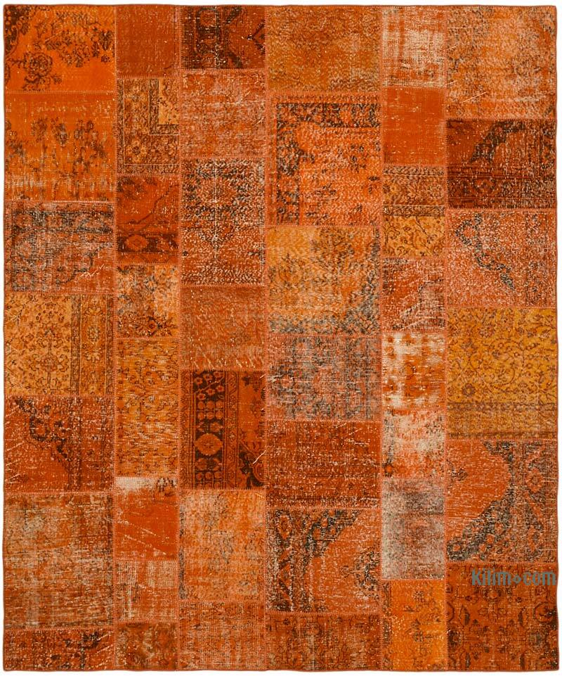 Patchwork Hand-Knotted Turkish Rug - 8' 2" x 9' 10" (98" x 118") - K0063783