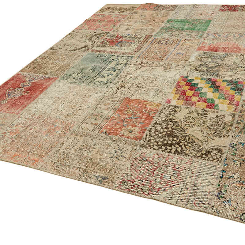 Patchwork Hand-Knotted Turkish Rug - 8' 3" x 9' 10" (99" x 118") - K0063789