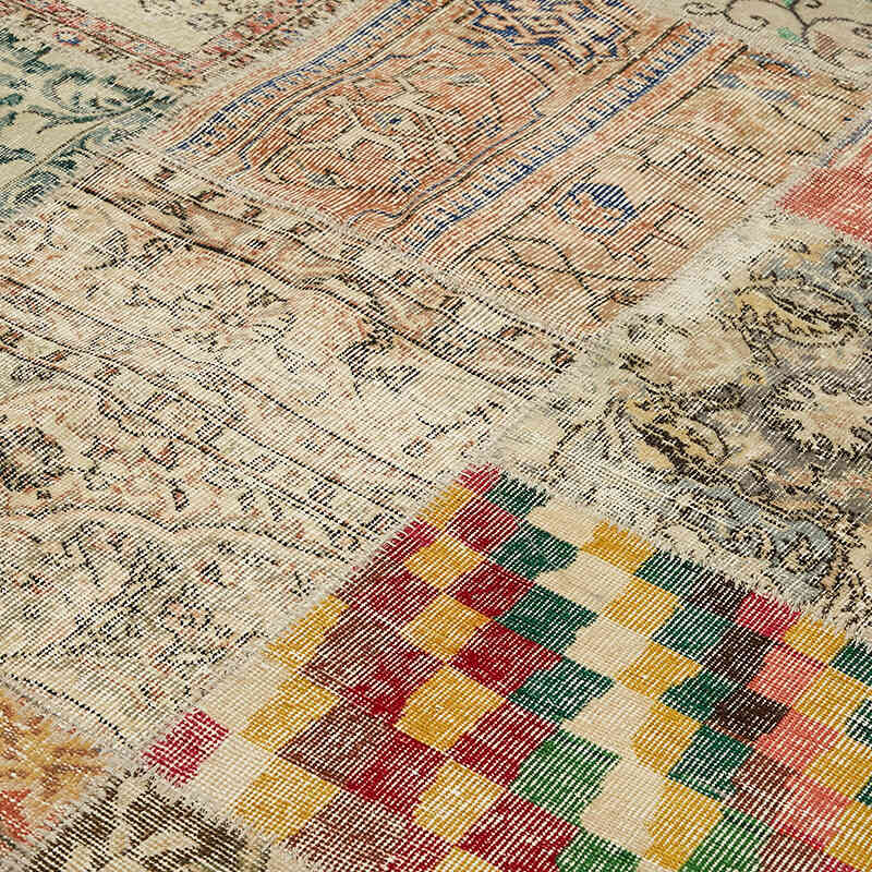 Patchwork Hand-Knotted Turkish Rug - 8' 3" x 9' 10" (99" x 118") - K0063789
