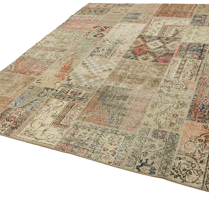 Patchwork Hand-Knotted Turkish Rug - 8' 2" x 9' 10" (98" x 118") - K0063796