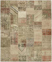 Patchwork Hand-Knotted Turkish Rug - 8' 2" x 9' 9" (98" x 117")