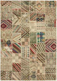 Patchwork Hand-Knotted Turkish Rug - 8' 2" x 11' 6" (98" x 138")