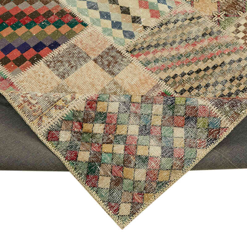 Patchwork Hand-Knotted Turkish Rug - 8' 2" x 11' 6" (98" x 138") - K0063811