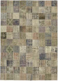 Patchwork Hand-Knotted Turkish Rug - 8' 6" x 11' 7" (102" x 139")