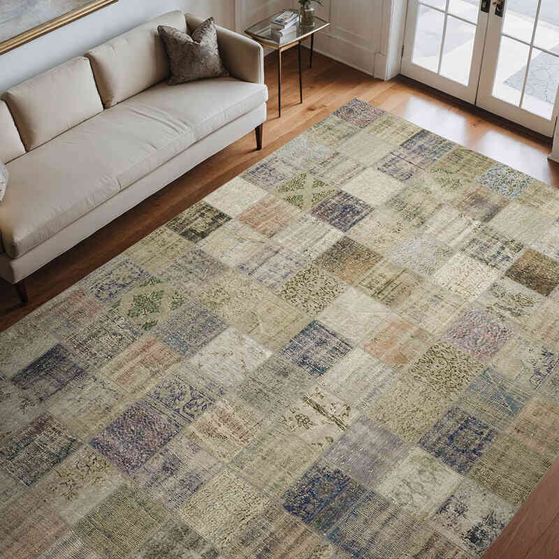 Patchwork Hand-Knotted Turkish Rug - 8' 6" x 11' 7" (102" x 139") - K0063818
