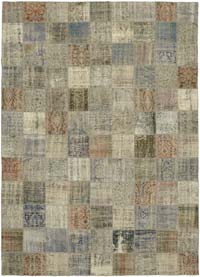 Patchwork Hand-Knotted Turkish Rug - 8' 6" x 11' 7" (102" x 139")