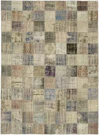 Patchwork Hand-Knotted Turkish Rug - 8' 6" x 11' 6" (102" x 138")