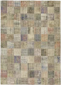 Patchwork Hand-Knotted Turkish Rug - 8' 6" x 11' 8" (102" x 140")
