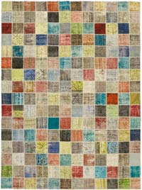 Patchwork Hand-Knotted Turkish Rug - 8' 6" x 11' 3" (102" x 135")