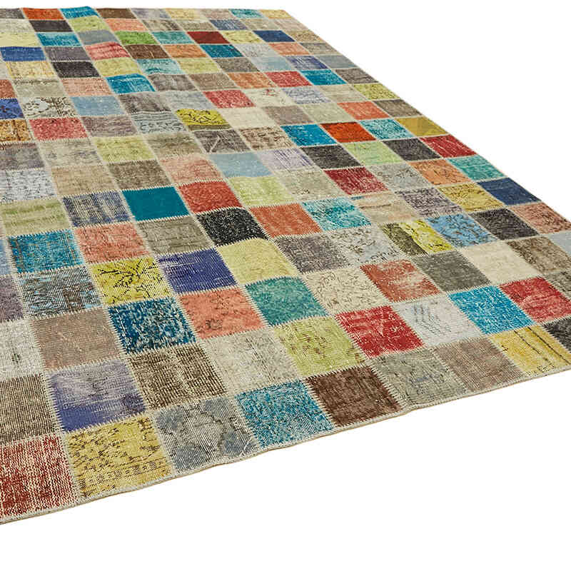 Patchwork Hand-Knotted Turkish Rug - 8' 6" x 11' 3" (102" x 135") - K0063827