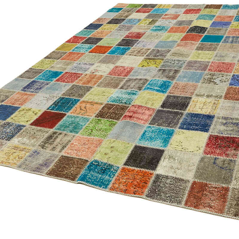 Patchwork Hand-Knotted Turkish Rug - 8' 6" x 11' 3" (102" x 135") - K0063827