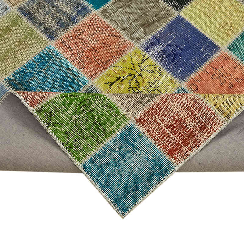 Patchwork Hand-Knotted Turkish Rug - 8' 6" x 11' 3" (102" x 135") - K0063827