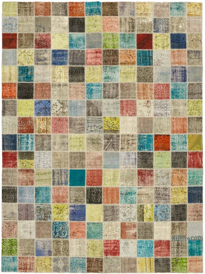 Patchwork Hand-Knotted Turkish Rug - 8' 6" x 11' 3" (102" x 135") - K0063827