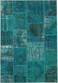 Patchwork Hand-Knotted Turkish Rug - 5' 5" x 7' 11" (65" x 95")