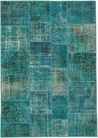 Patchwork Hand-Knotted Turkish Rug - 5' 7" x 7' 11" (67" x 95")