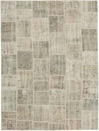 Patchwork Hand-Knotted Turkish Rug - 5' 8" x 7' 9" (68" x 93")