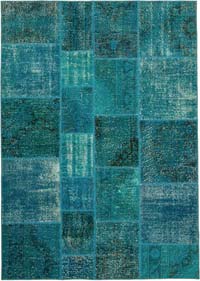 Patchwork Hand-Knotted Turkish Rug - 5' 7" x 7' 10" (67" x 94")