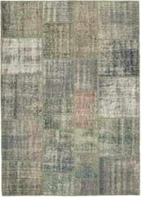 Patchwork Hand-Knotted Turkish Rug - 5' 9" x 8' 1" (69" x 97")