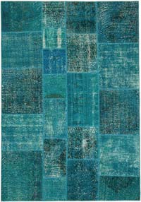Patchwork Hand-Knotted Turkish Rug - 5' 7" x 8'  (67" x 96")