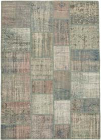 Patchwork Hand-Knotted Turkish Rug - 5' 10" x 8' 1" (70" x 97")
