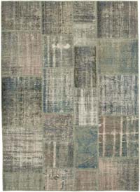 Gray Patchwork Hand-Knotted Turkish Rug - 5' 9" x 8'  (69" x 96")