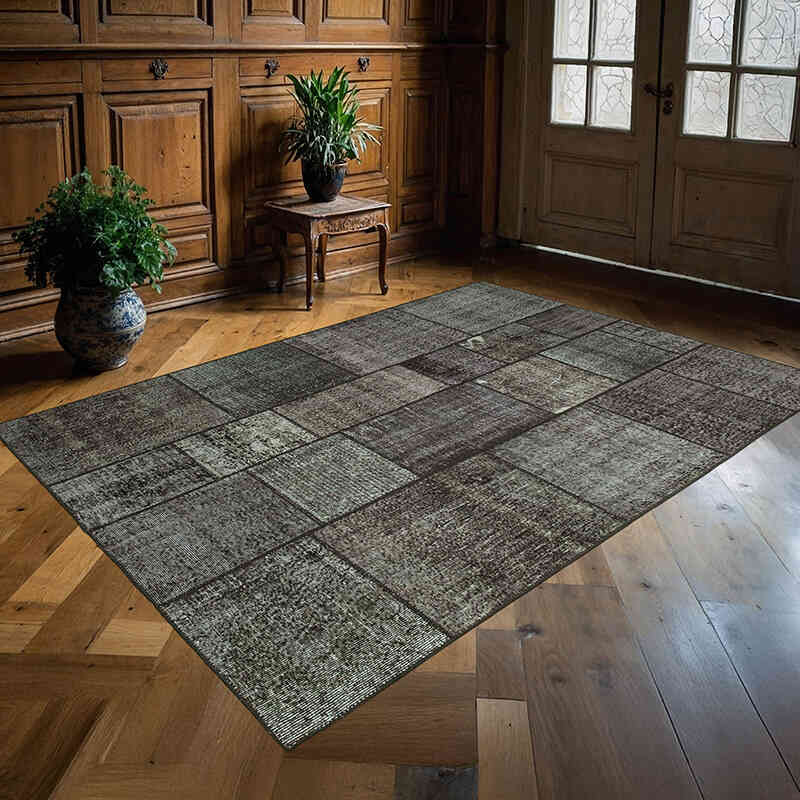 Patchwork Hand-Knotted Turkish Rug - 5' 8" x 7' 10" (68" x 94") - K0063851