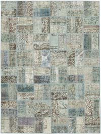 Patchwork Hand-Knotted Turkish Rug - 5' 10" x 7' 9" (70" x 93")