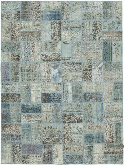 Patchwork Hand-Knotted Turkish Rug - 5' 10" x 7' 9" (70 in. x 93 in.)