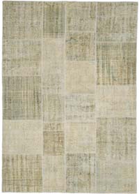 Patchwork Hand-Knotted Turkish Rug - 5' 7" x 7' 10" (67" x 94")
