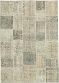 Patchwork Hand-Knotted Turkish Rug - 5' 8" x 8'  (68" x 96")