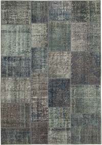 Patchwork Hand-Knotted Turkish Rug - 5' 7" x 7' 11" (67" x 95")