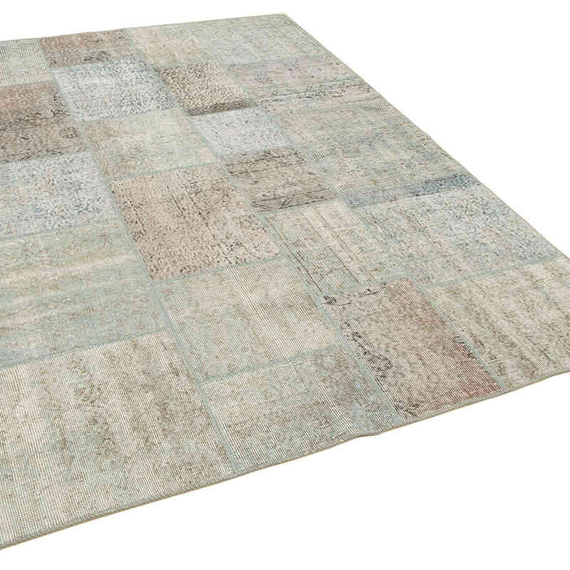 Patchwork Hand-Knotted Turkish Rug - 5' 7" x 7' 11" (67" x 95") - K0063871