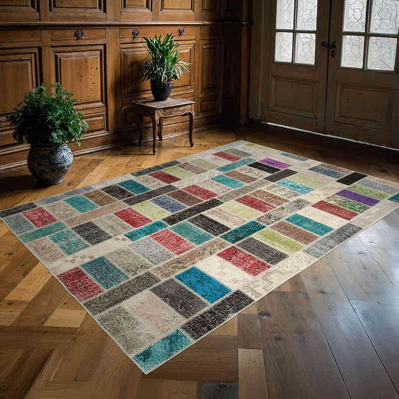 Patchwork El Dokuma Halı - 178 cm x 246 cm - K0063874