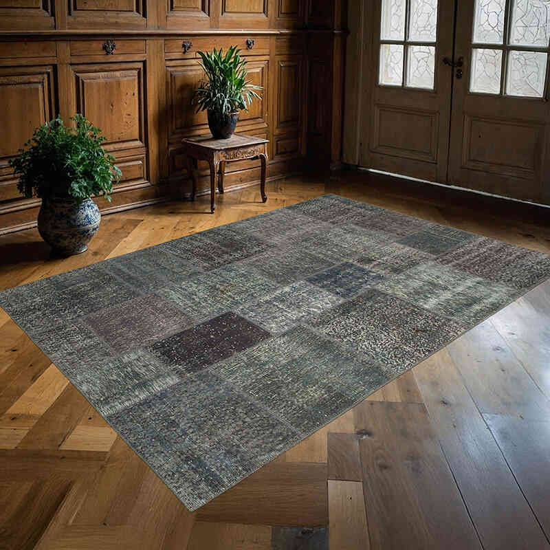Patchwork Hand-Knotted Turkish Rug - 5' 7" x 7' 11" (67" x 95") - K0063876