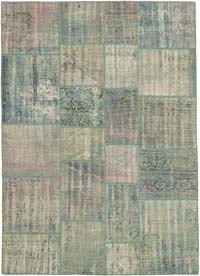 Patchwork Hand-Knotted Turkish Rug - 5' 9" x 8'  (69" x 96")