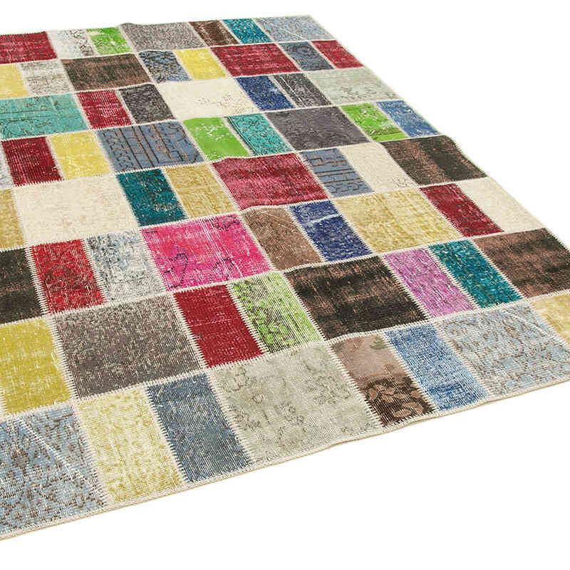 Patchwork Hand-Knotted Turkish Rug - 5' 10" x 7' 6" (70" x 90") - K0063880