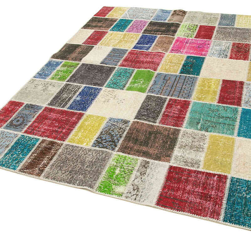 Patchwork Hand-Knotted Turkish Rug - 5' 10" x 7' 6" (70" x 90") - K0063880