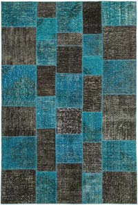 Azul Alfombra Turca de Retazos - 200 cm x 297 cm