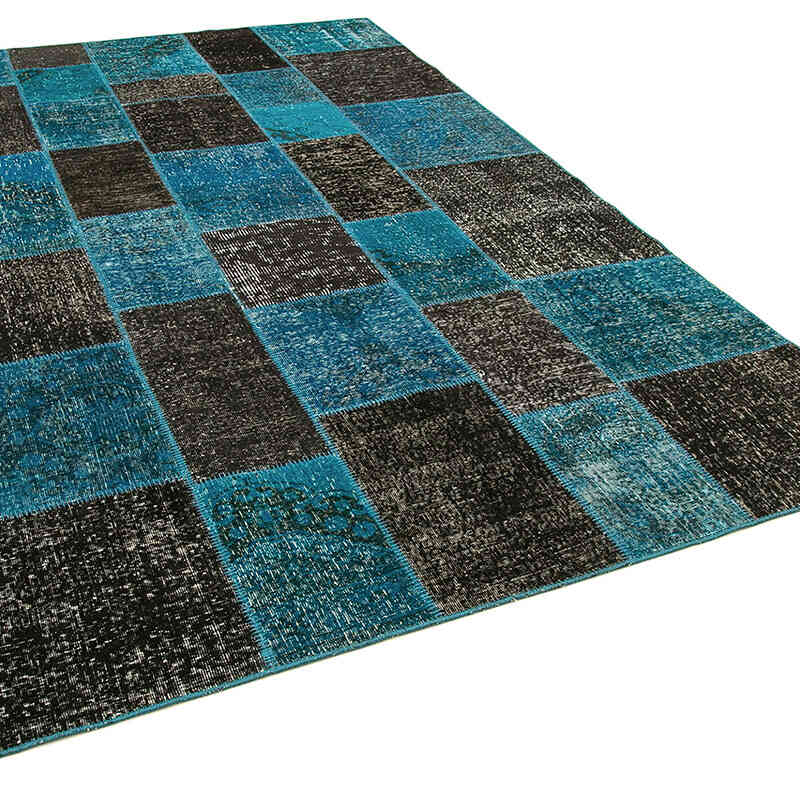 Mavi Patchwork El Dokuma Halı - 200 cm x 297 cm - K0063896