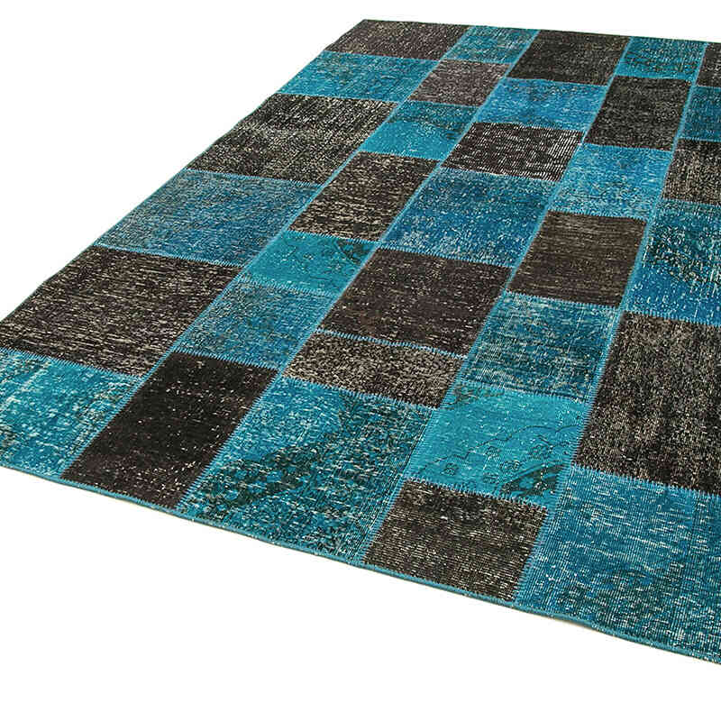 Mavi Patchwork El Dokuma Halı - 200 cm x 297 cm - K0063896
