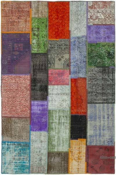 Patchwork Hand-Knotted Turkish Rug - 6' 3" x 9' 6" (75 in. x 114 in.)